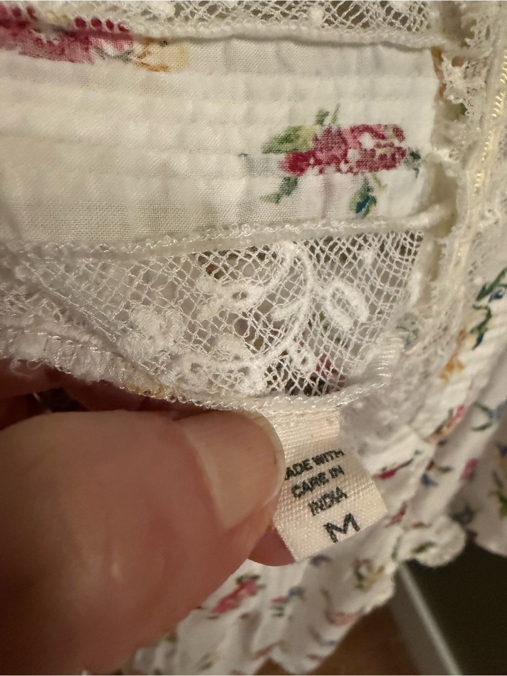 DOEN RARE FLORAL LACE BLOUSE SZ.M FLAWED - Picture 5 of 11